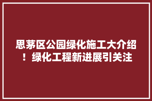 思茅区公园绿化施工大介绍！绿化工程新进展引关注