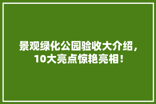 景观绿化公园验收大介绍，10大亮点惊艳亮相！