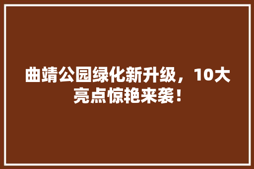 曲靖公园绿化新升级，10大亮点惊艳来袭！