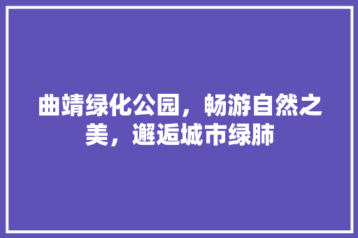 曲靖绿化公园，畅游自然之美，邂逅城市绿肺