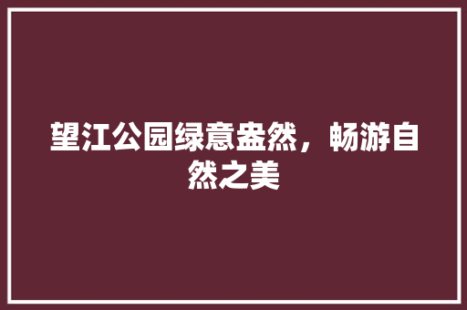 望江公园绿意盎然，畅游自然之美