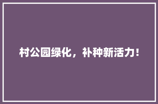 村公园绿化，补种新活力！