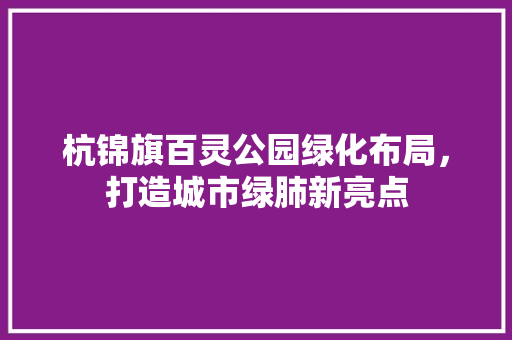 杭锦旗百灵公园绿化布局，打造城市绿肺新亮点