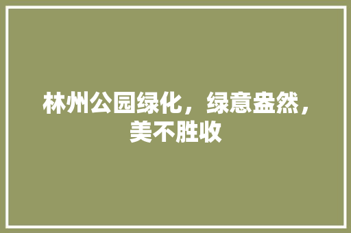 林州公园绿化，绿意盎然，美不胜收