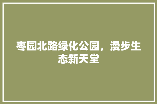枣园北路绿化公园，漫步生态新天堂