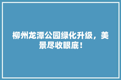 柳州龙潭公园绿化升级，美景尽收眼底！