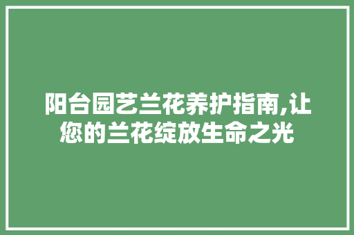 阳台园艺兰花养护指南,让您的兰花绽放生命之光
