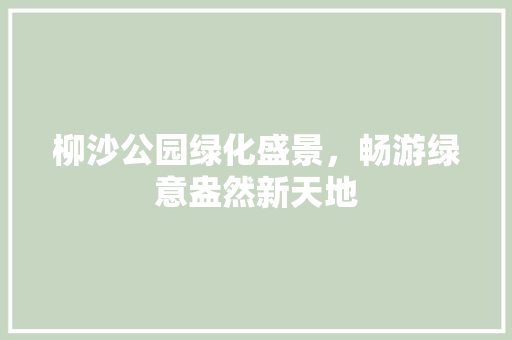 柳沙公园绿化盛景，畅游绿意盎然新天地