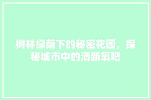 树林绿荫下的秘密花园，探秘城市中的清新氧吧