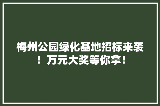梅州公园绿化基地招标来袭！万元大奖等你拿！