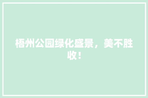 梧州公园绿化盛景，美不胜收！
