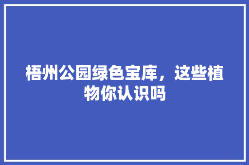 梧州公园绿色宝库，这些植物你认识吗