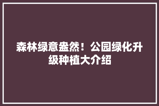 森林绿意盎然！公园绿化升级种植大介绍