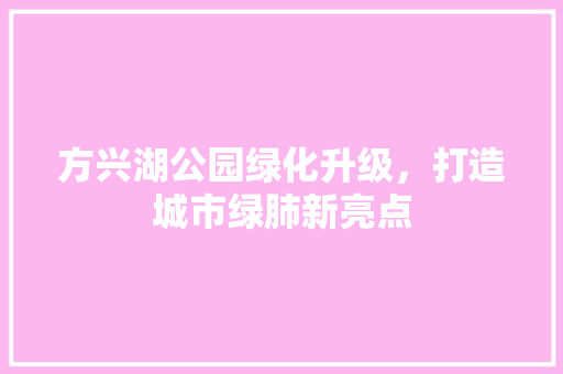 方兴湖公园绿化升级，打造城市绿肺新亮点