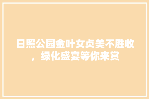 日照公园金叶女贞美不胜收，绿化盛宴等你来赏