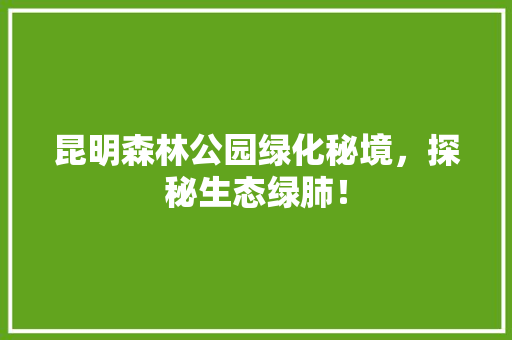 昆明森林公园绿化秘境，探秘生态绿肺！