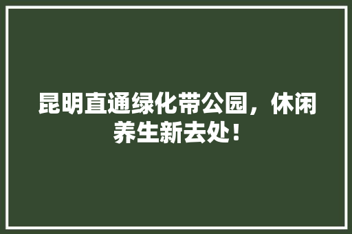 昆明直通绿化带公园，休闲养生新去处！