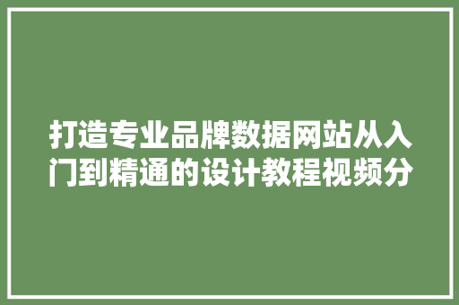 打造专业品牌数据网站从入门到精通的设计教程视频分享