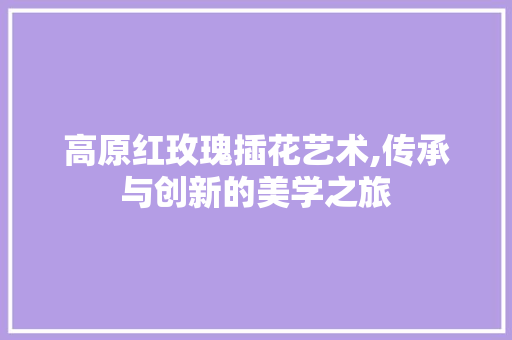 高原红玫瑰插花艺术,传承与创新的美学之旅