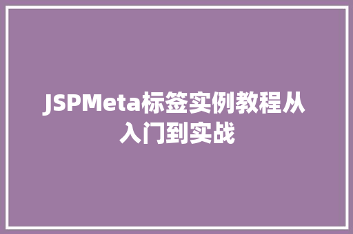 JSPMeta标签实例教程从入门到实战