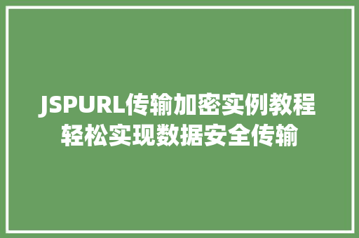 JSPURL传输加密实例教程轻松实现数据安全传输