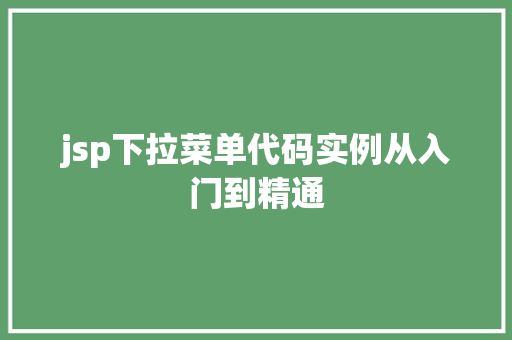 jsp下拉菜单代码实例从入门到精通