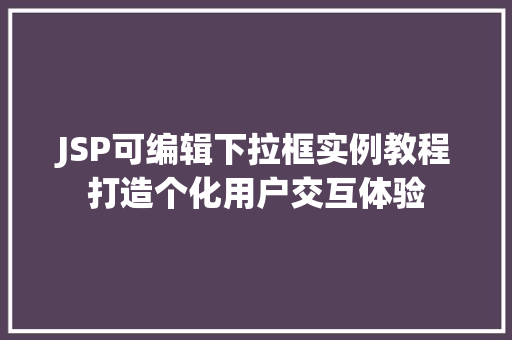 JSP可编辑下拉框实例教程打造个化用户交互体验
