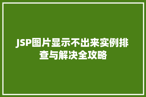 JSP图片显示不出来实例排查与解决全攻略