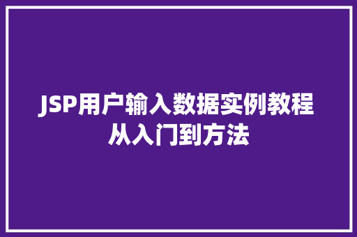 JSP用户输入数据实例教程从入门到方法