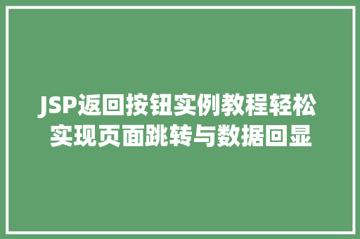 JSP返回按钮实例教程轻松实现页面跳转与数据回显