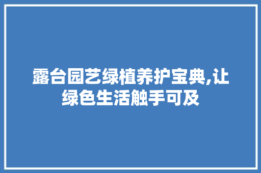 露台园艺绿植养护宝典,让绿色生活触手可及