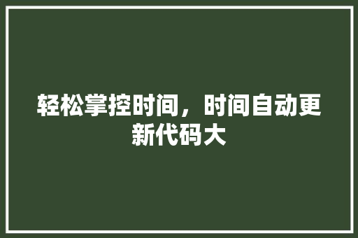 轻松掌控时间,时间自动更新代码大