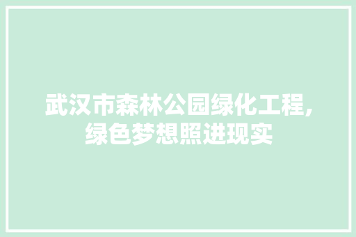 武汉市森林公园绿化工程,绿色梦想照进现实