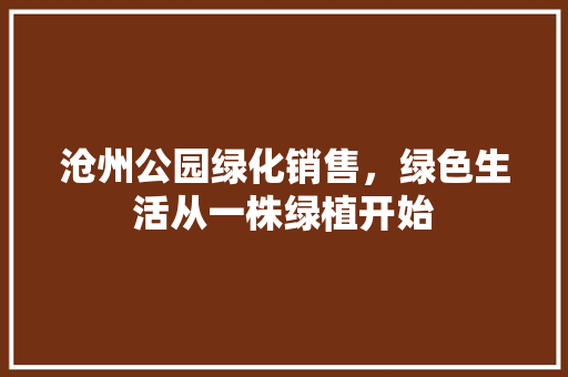 沧州公园绿化销售，绿色生活从一株绿植开始