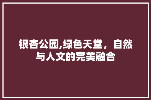 银杏公园,绿色天堂，自然与人文的完美融合