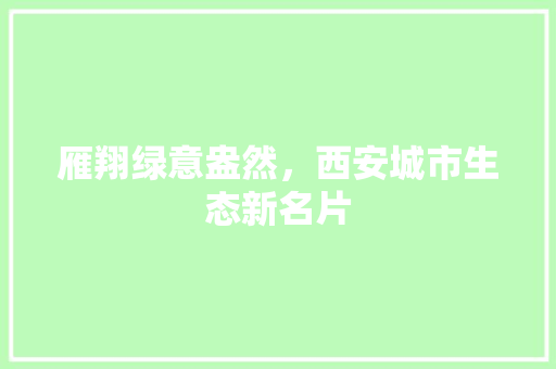 雁翔绿意盎然，西安城市生态新名片
