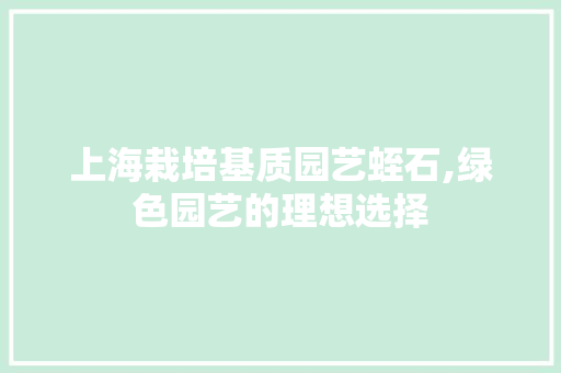上海栽培基质园艺蛭石,绿色园艺的理想选择