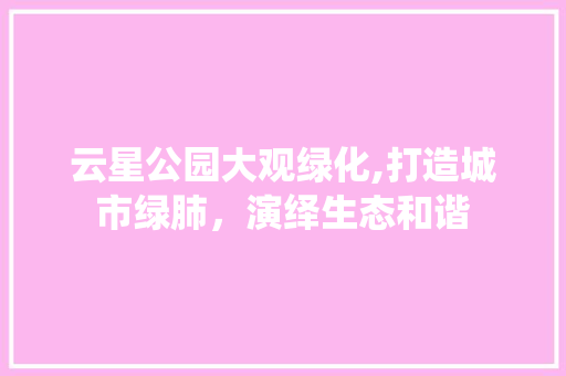 云星公园大观绿化,打造城市绿肺，演绎生态和谐
