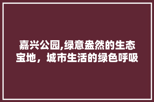 嘉兴公园,绿意盎然的生态宝地，城市生活的绿色呼吸