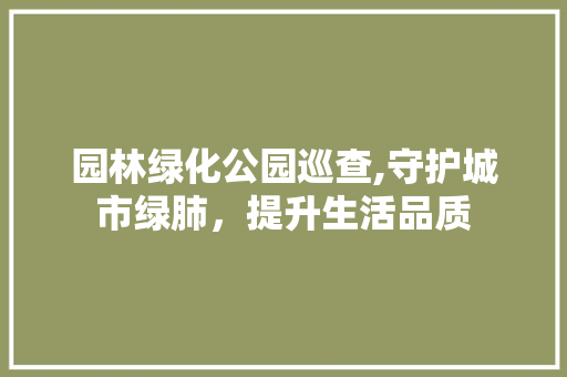 园林绿化公园巡查,守护城市绿肺，提升生活品质