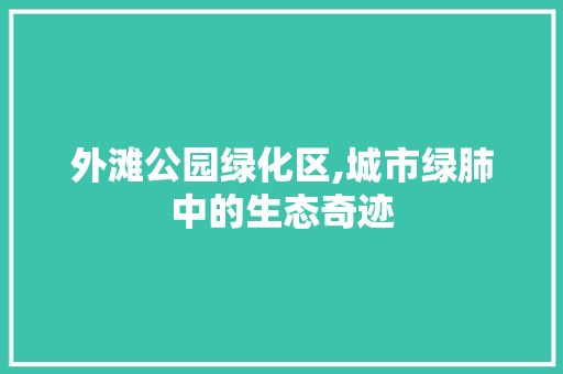 外滩公园绿化区,城市绿肺中的生态奇迹