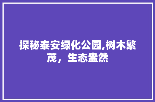 探秘泰安绿化公园,树木繁茂，生态盎然
