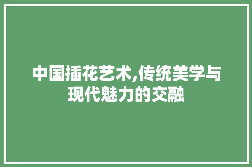 中国插花艺术,传统美学与现代魅力的交融 无土育苗