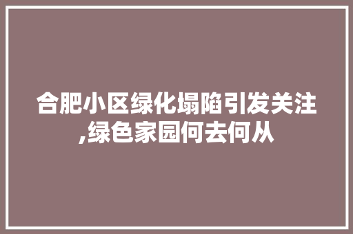 合肥小区绿化塌陷引发关注,绿色家园何去何从