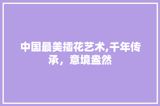 中国最美插花艺术,千年传承，意境盎然