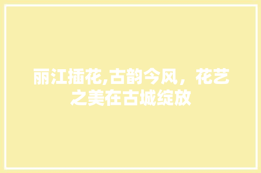 丽江插花,古韵今风，花艺之美在古城绽放