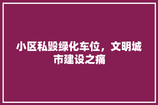 小区私毁绿化车位，文明城市建设之痛