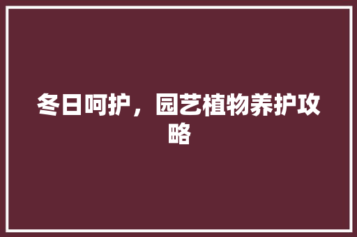 冬日呵护，园艺植物养护攻略