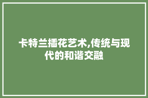 卡特兰插花艺术,传统与现代的和谐交融 温室育苗