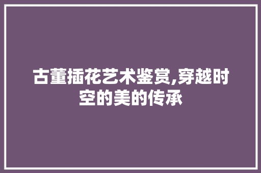 古董插花艺术鉴赏,穿越时空的美的传承